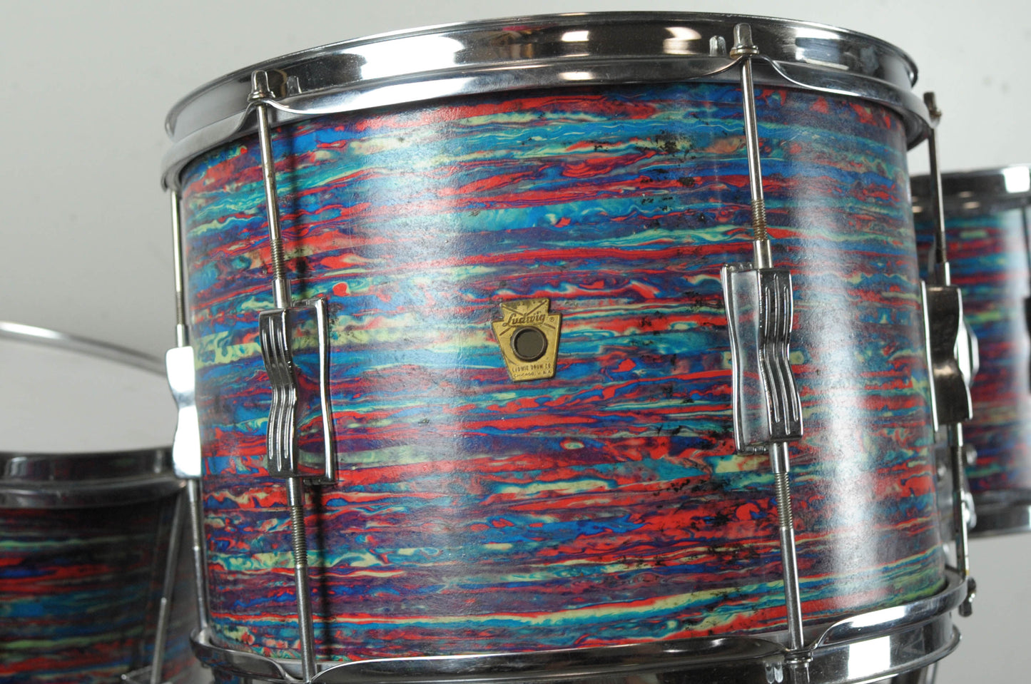 1960s Ludwig Psychedelic Red Club Date Drum Set