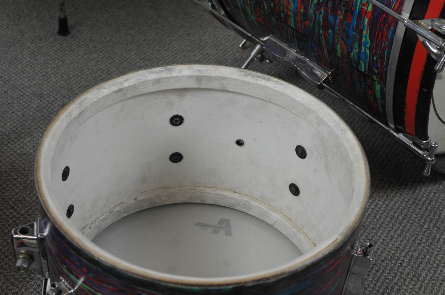 1960s Ludwig Psychedelic Red Club Date Drum Set