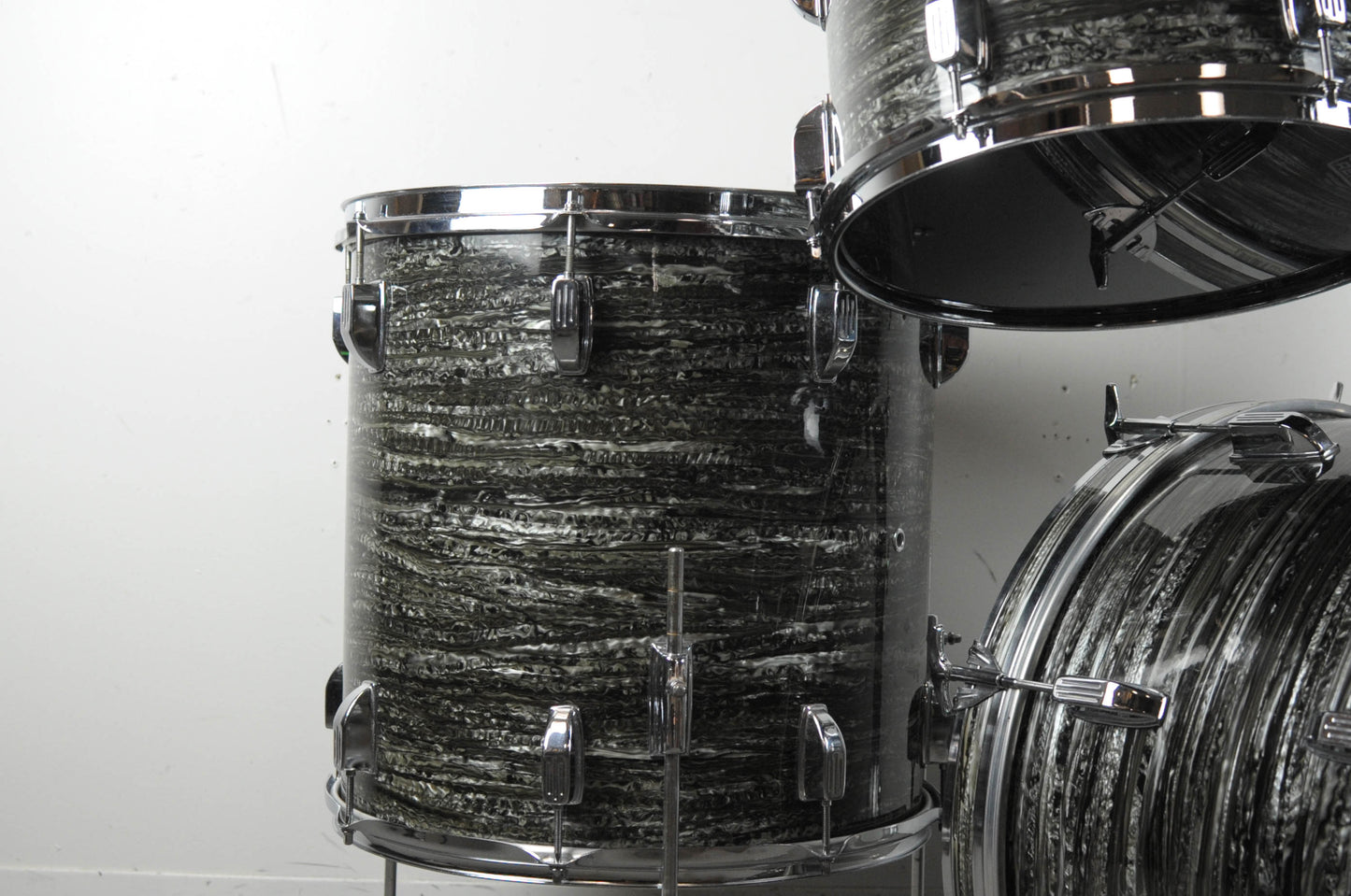 1970s Rogers R-360 "Double Soul" Black Strata Pearl Drum Set