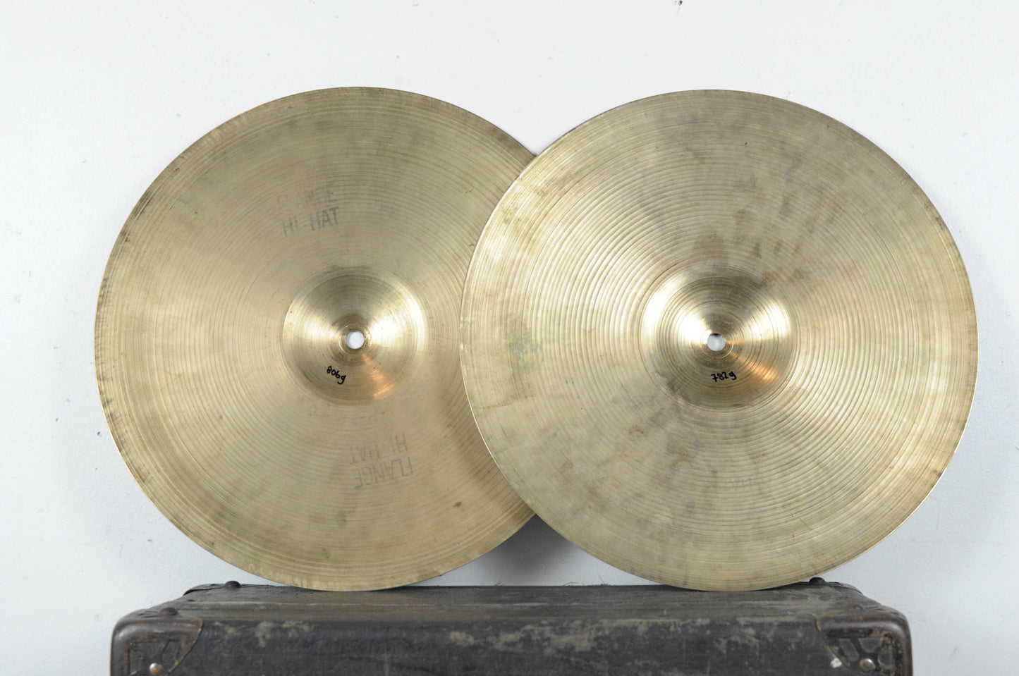 1950s Zildjian A 14" Flange Hi Hat Cymbals 782g 806g