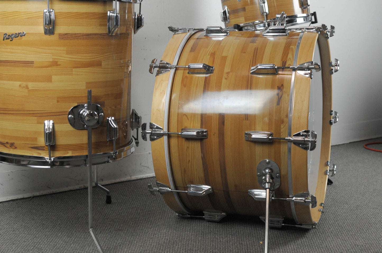 1970s Rogers Butcher Block 14x22 8x12 and 16x16 Drum Set