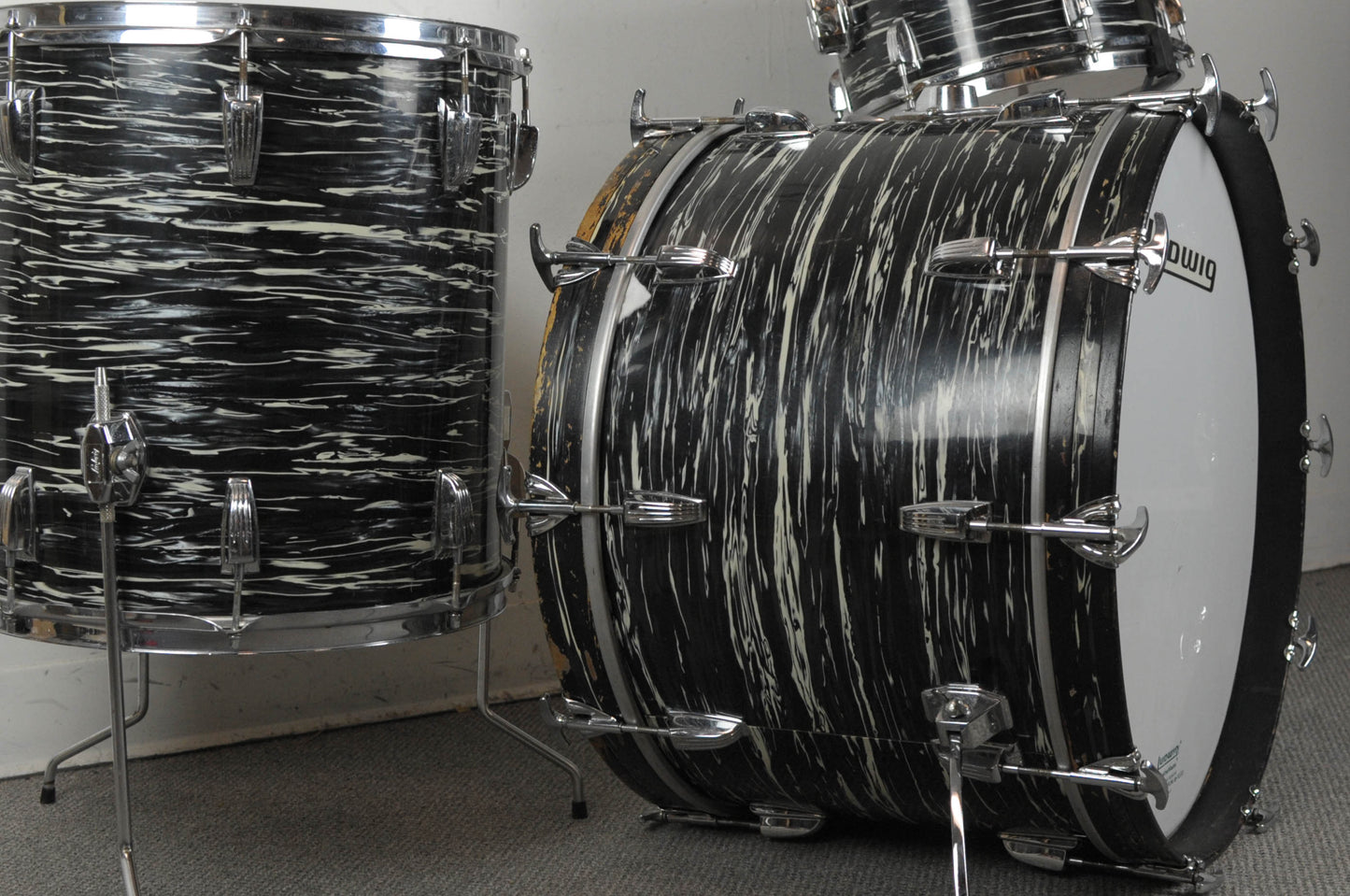 1970s Ludwig Oyster Black Pearl 14x22 8x12 16x16 Drum Set
