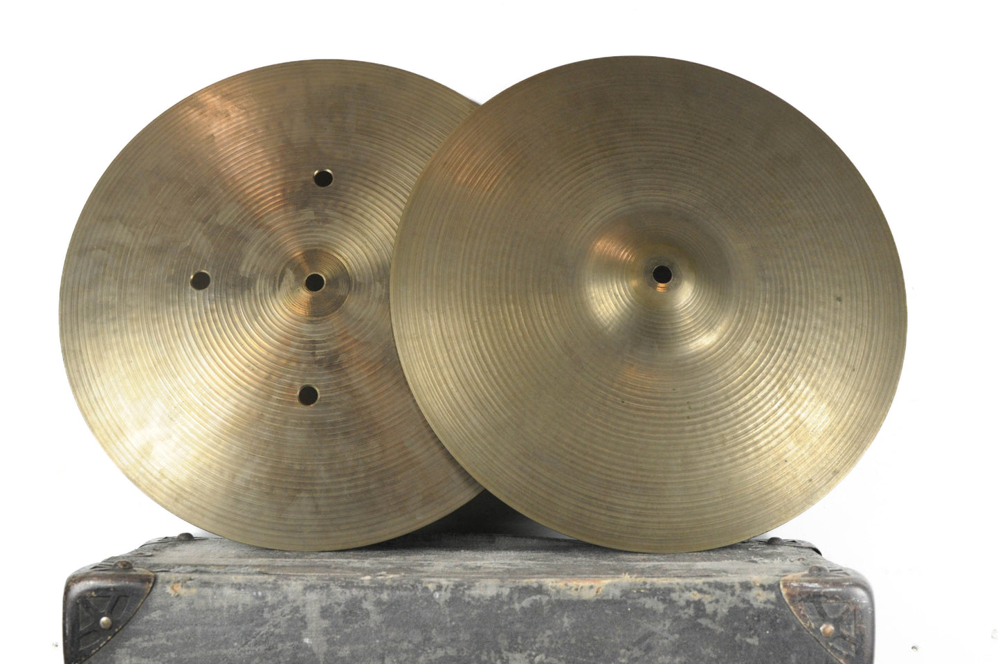 1970s Zildjian A 14" Hollow Logo Quick Beat Hi Hat Cymbals 1283g 1428g