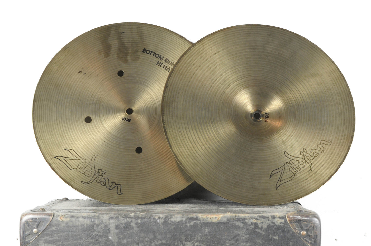 1970s Zildjian A 14" Hollow Logo Quick Beat Hi Hat Cymbals 1283g 1428g