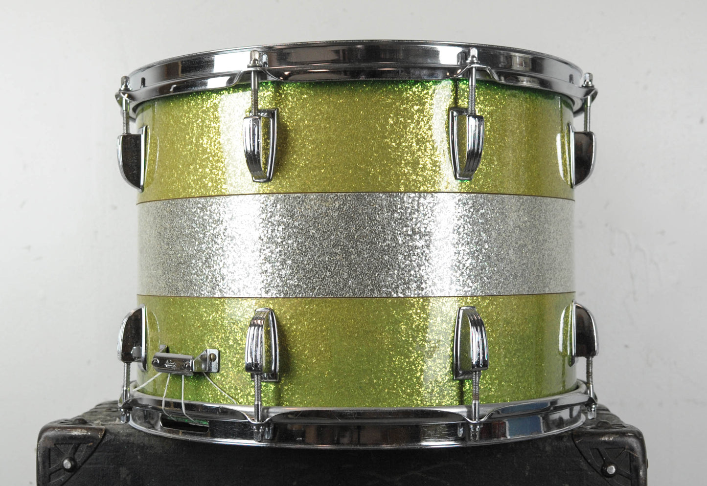 1960s Ludwig 10x14 "Tri-Band" Green & Silver Parade Drum
