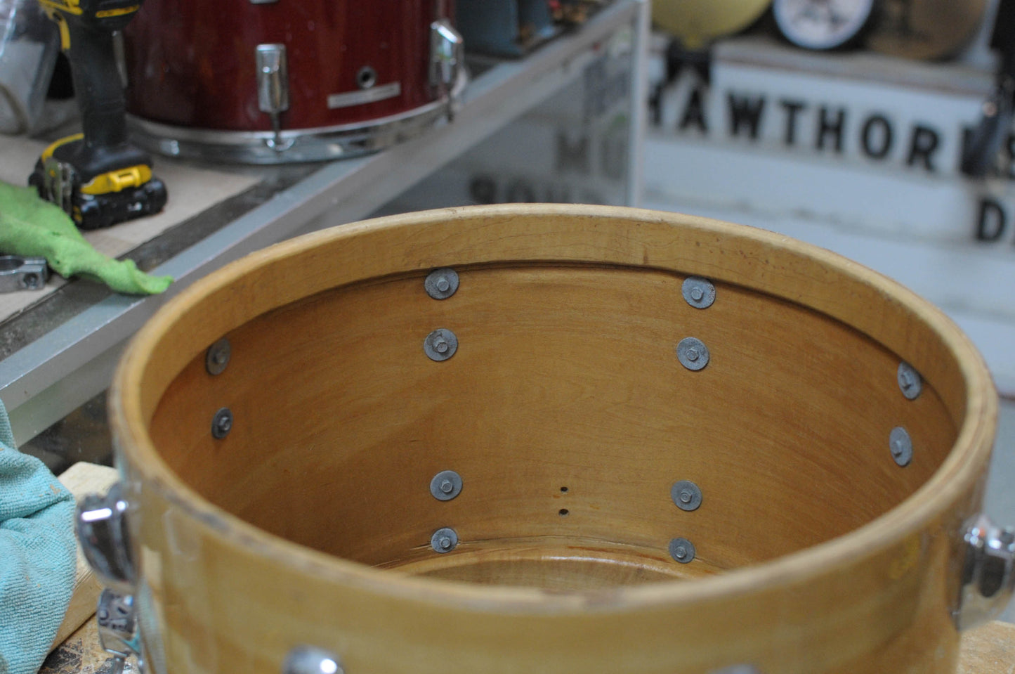 1970s Slingerland "Butcher Block" 14x24 10x15 and 18x20 Drum Set