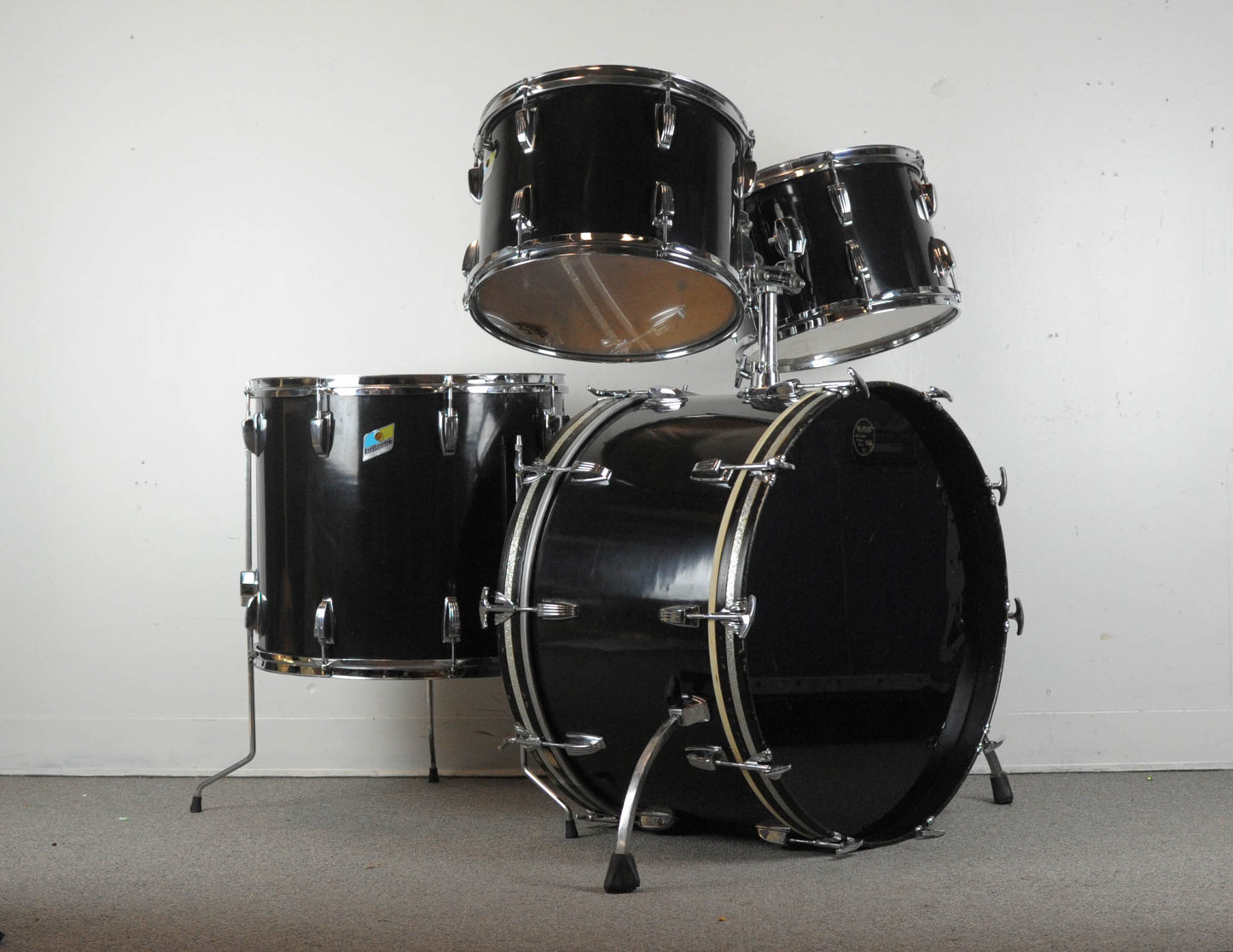 1970s Ludwig "Rock Machine" Black Cortex Drum Set