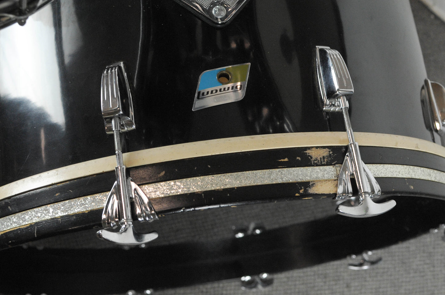 1970s Ludwig "Rock Machine" Black Cortex Drum Set