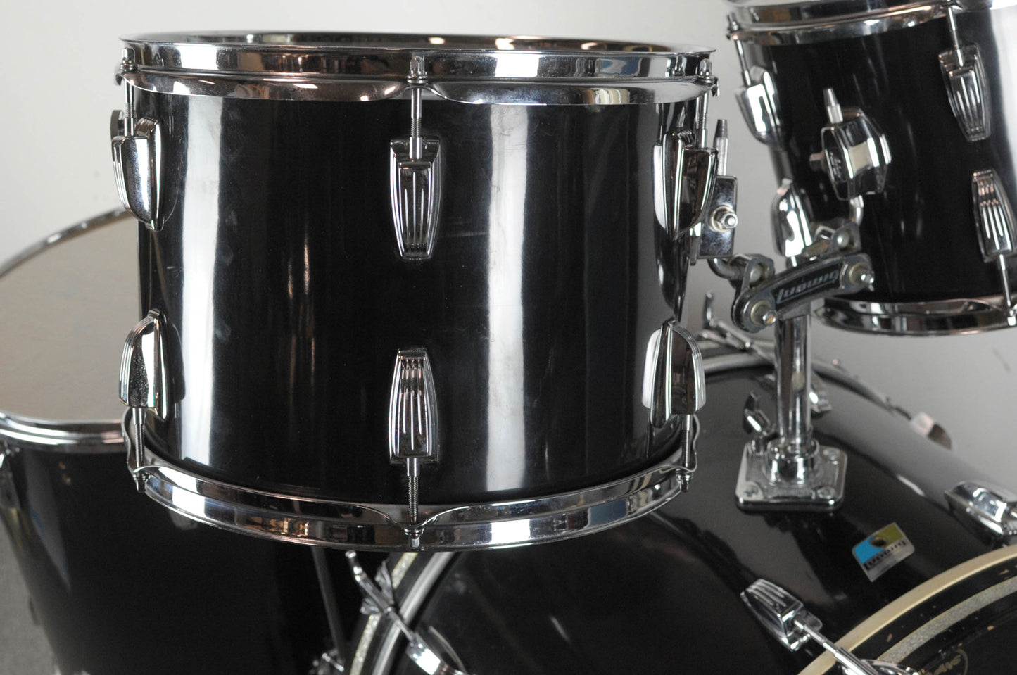 1970s Ludwig "Rock Machine" Black Cortex Drum Set