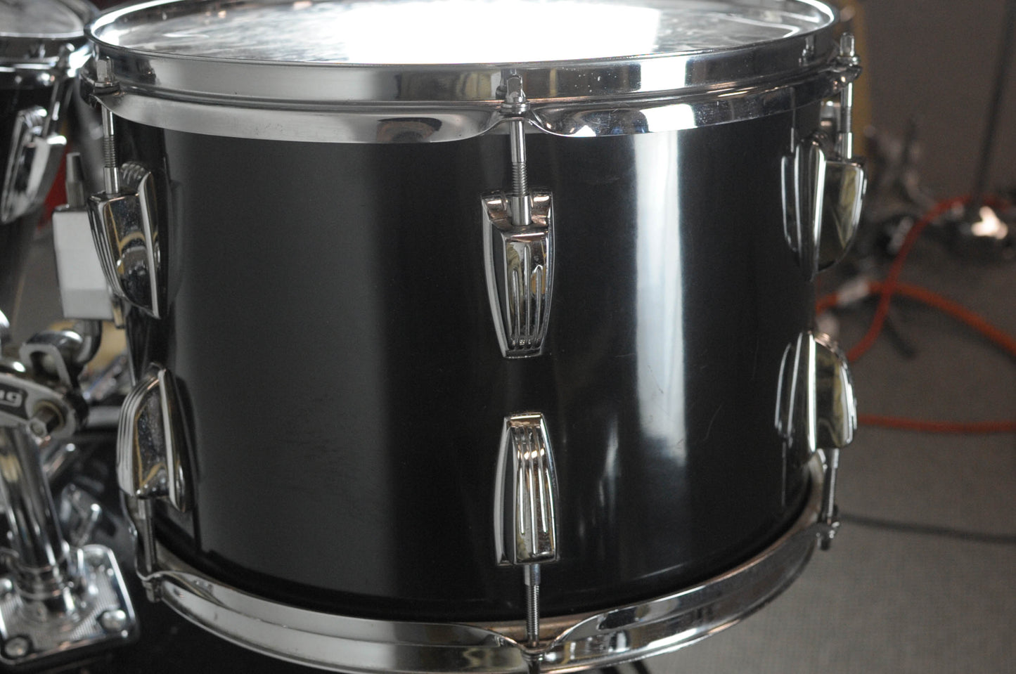 1970s Ludwig "Rock Machine" Black Cortex Drum Set