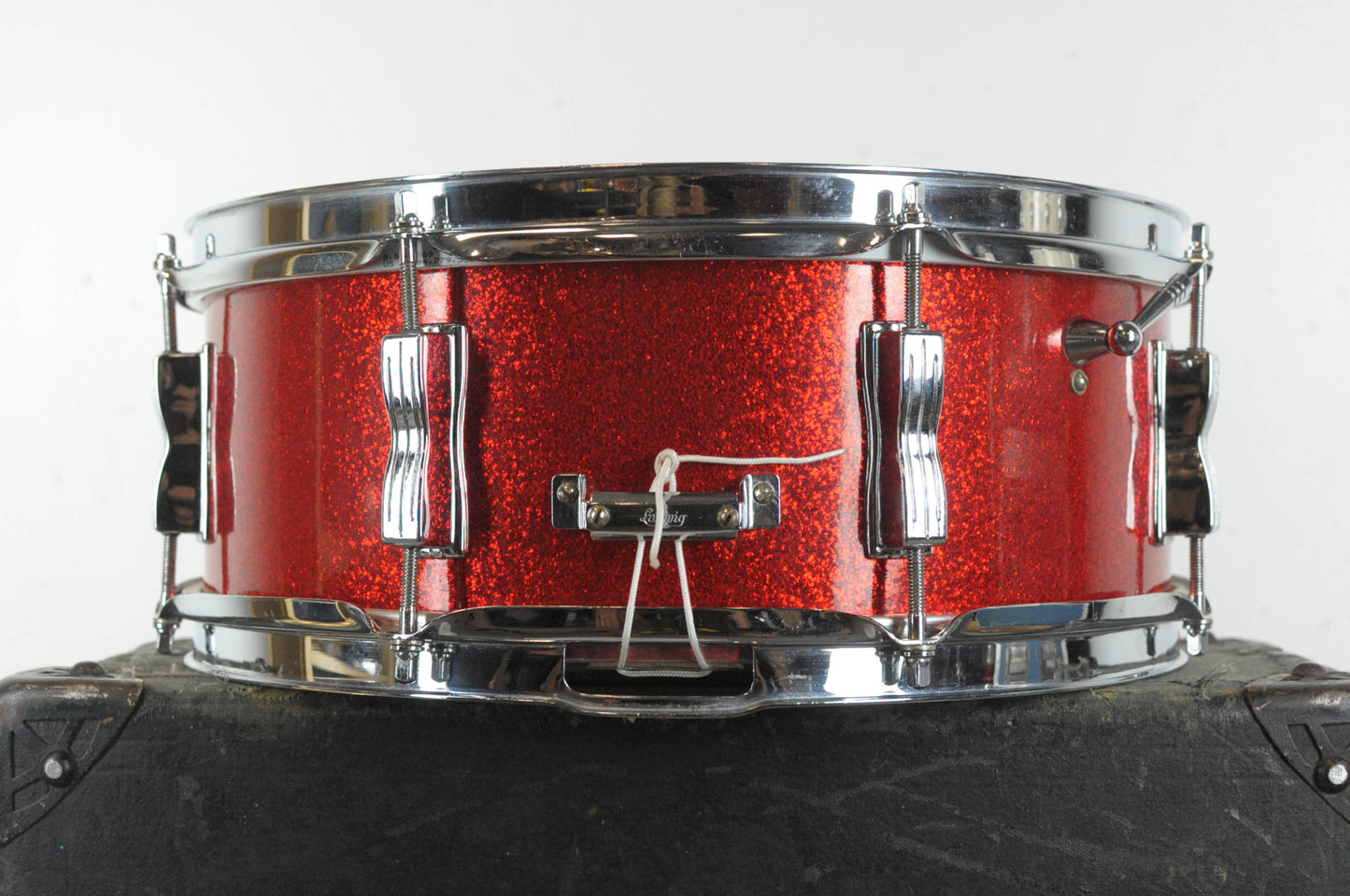 1960s Ludwig 5x14 Red Sparkle Jazz Festival Snare Drum