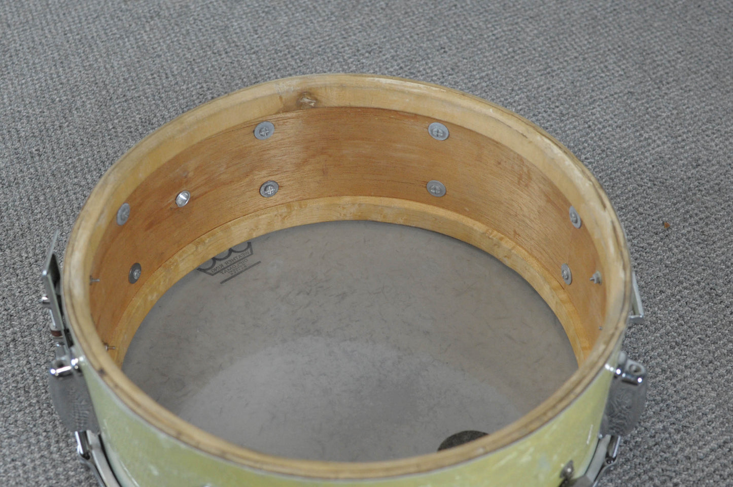 1950s Slingerland 5x14 Hollywood Ace White Marine Pearl Snare Drum