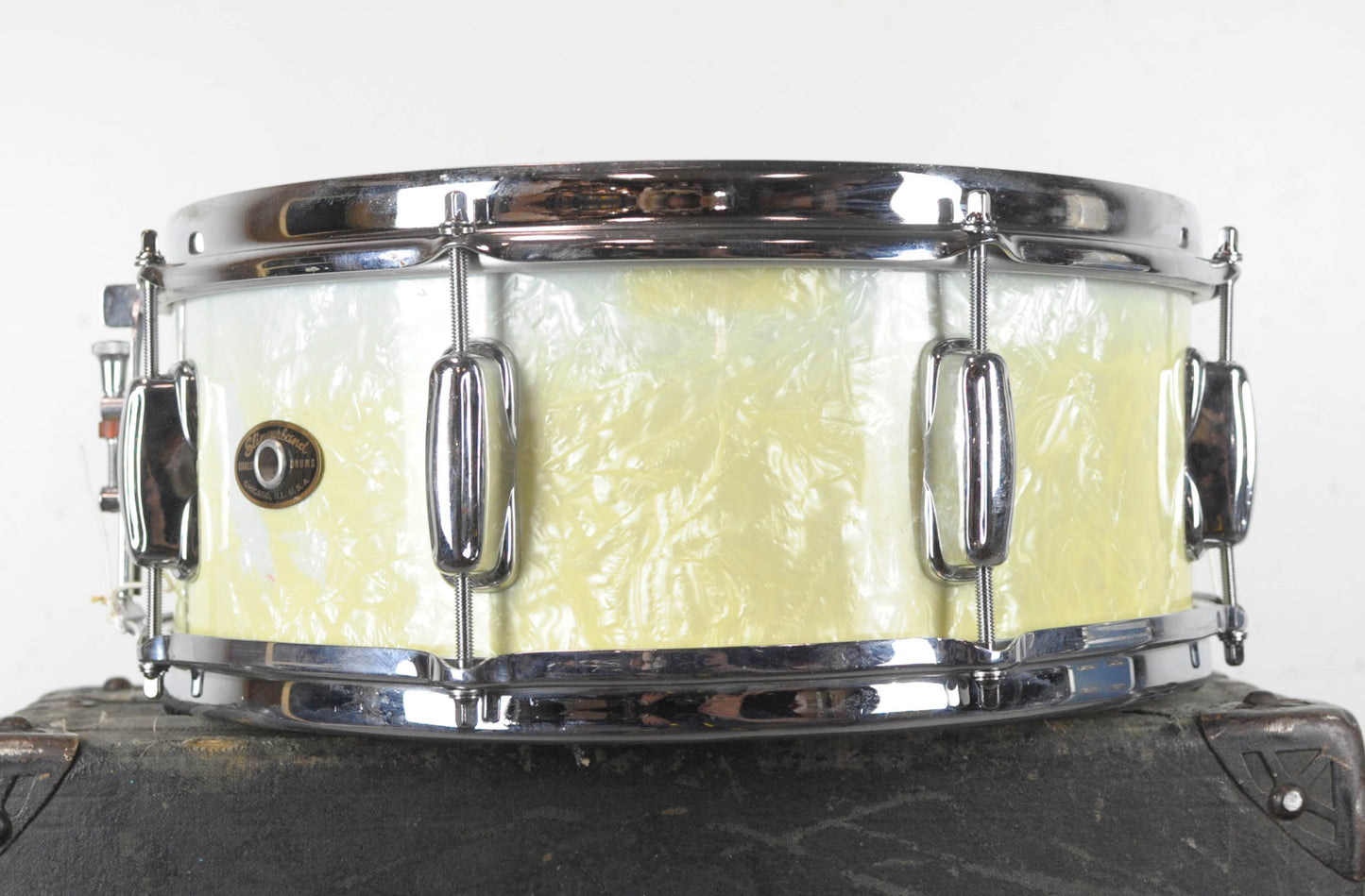 1950s Slingerland 5x14 Hollywood Ace White Marine Pearl Snare Drum