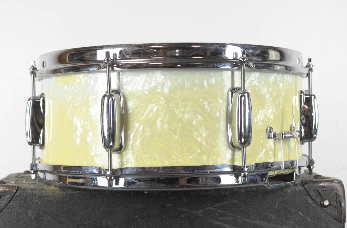 1950s Slingerland 5x14 Hollywood Ace White Marine Pearl Snare Drum