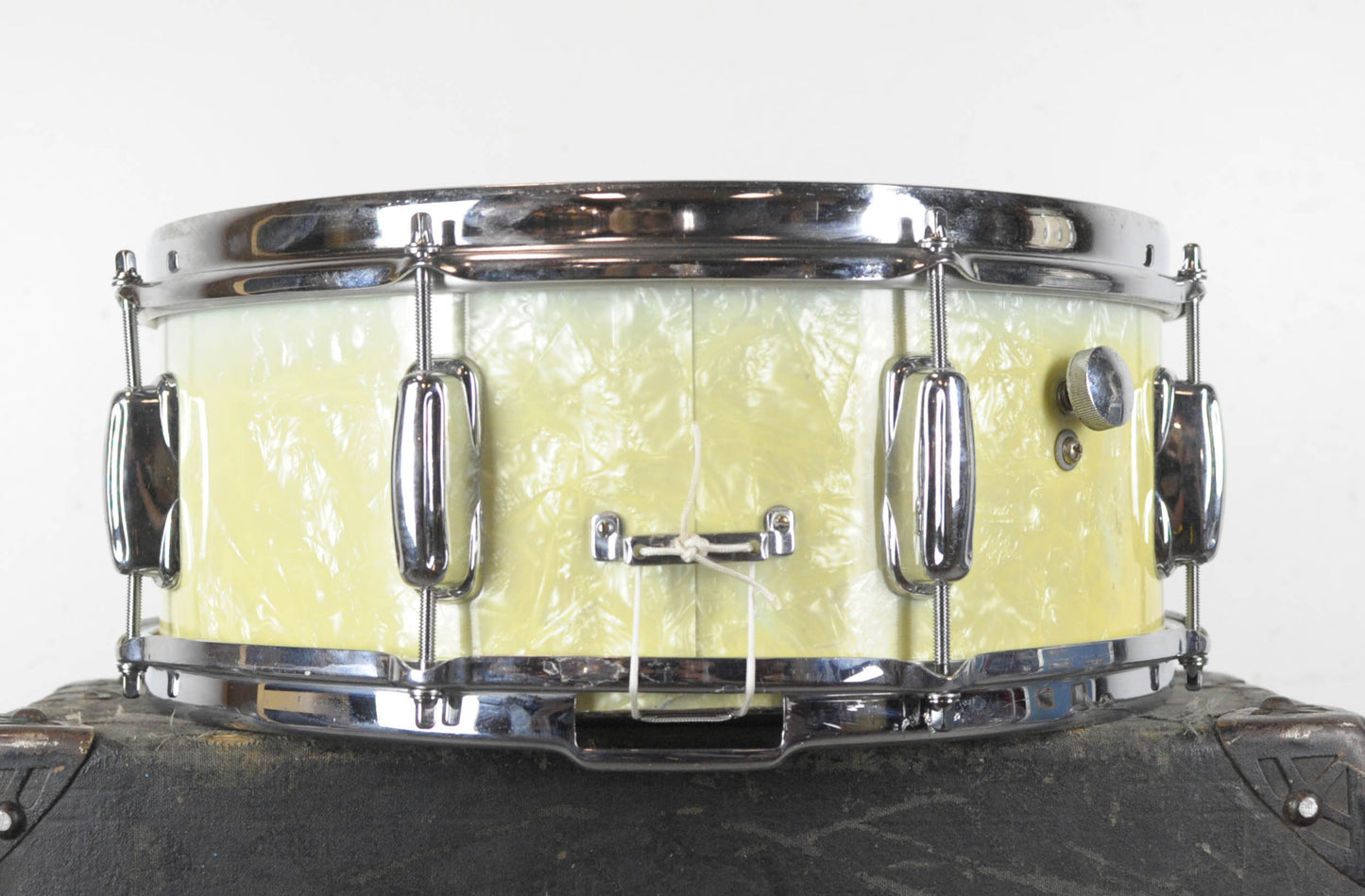 1950s Slingerland 5x14 Hollywood Ace White Marine Pearl Snare Drum