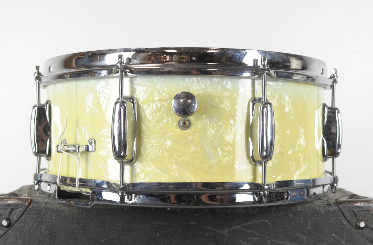 1950s Slingerland 5x14 Hollywood Ace White Marine Pearl Snare Drum