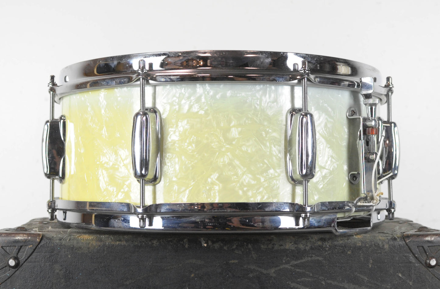 1950s Slingerland 5x14 Hollywood Ace White Marine Pearl Snare Drum