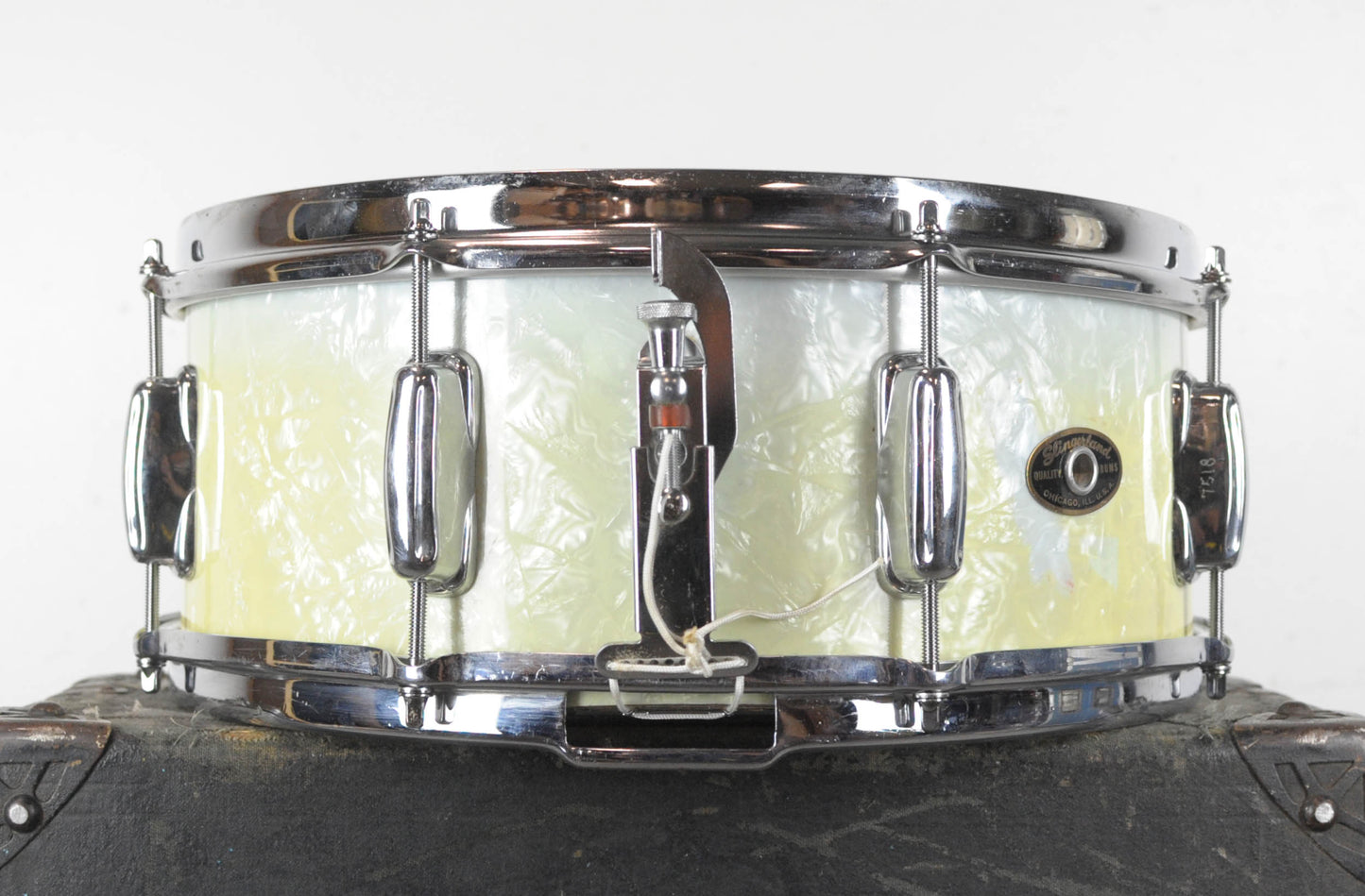 1950s Slingerland 5x14 Hollywood Ace White Marine Pearl Snare Drum