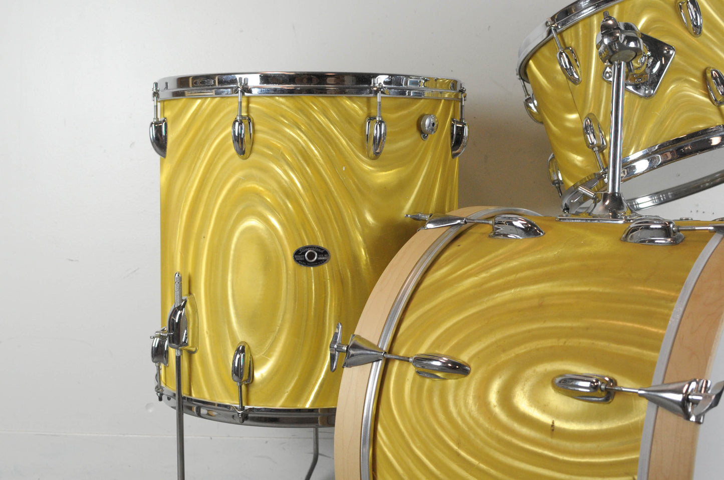 1970s Slingerland Gold Satin Flame Deluxe Gene Krupa Outfit No. 1N Drum Set