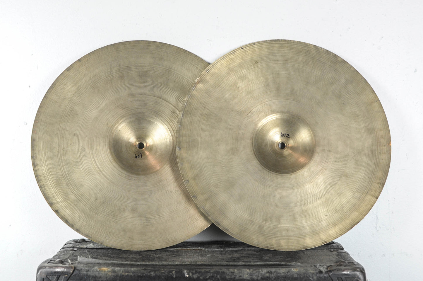 1950s Zildjian A 14" Trans Stamp Paper Thin Hi Hat Cymbals 601g 612g