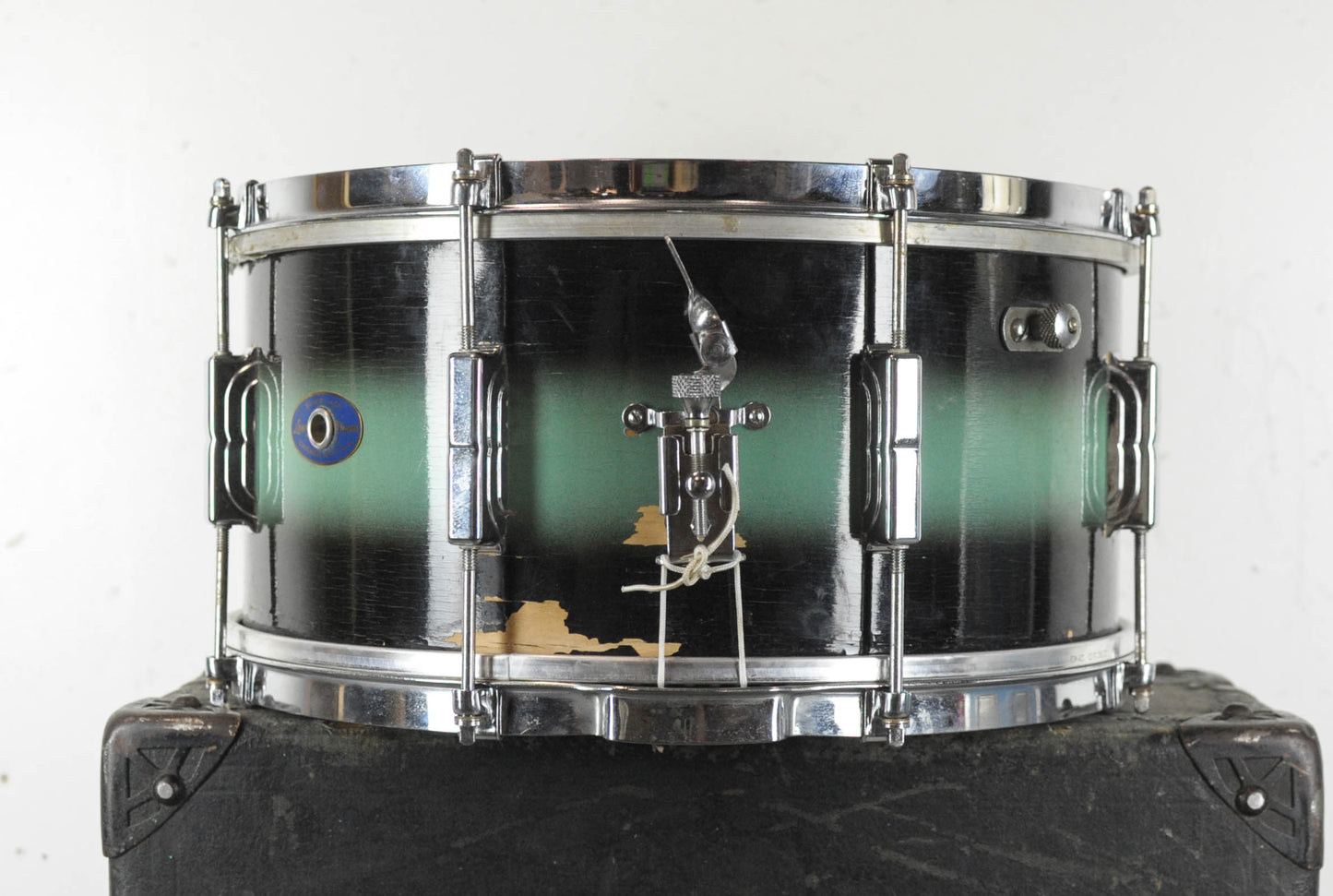1958 Leedy 6.5x14 "Reliance" Turquoise and Black Duco Snare Drum