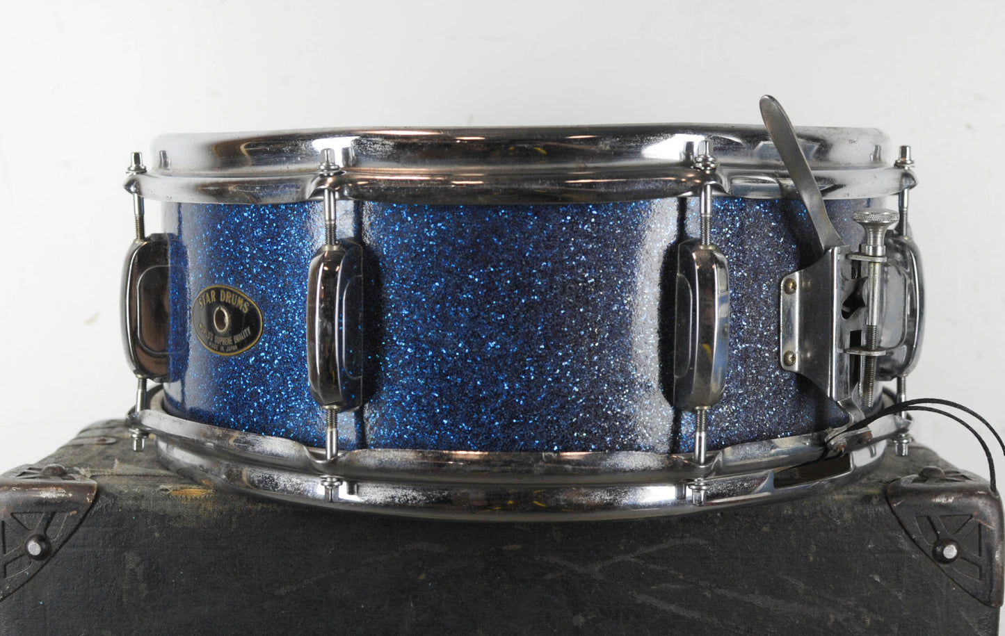 Vintage 5x14 Tempro Made In Japan Blue Sparkle Snare Drum