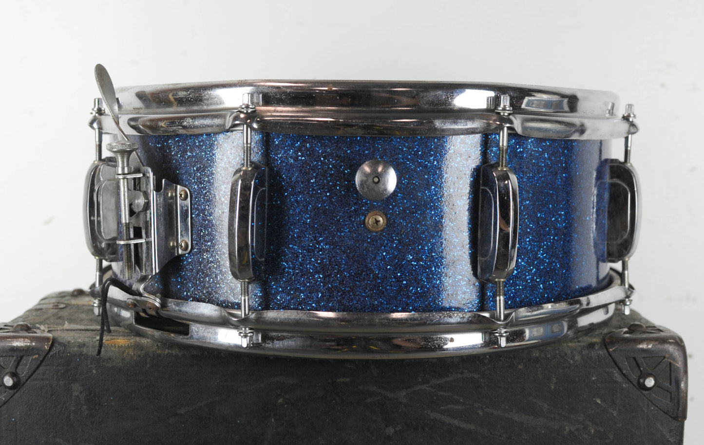 Vintage 5x14 Tempro Made In Japan Blue Sparkle Snare Drum