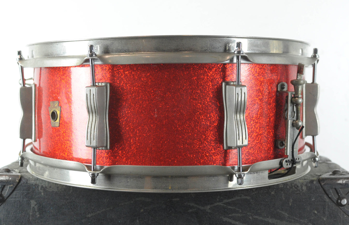 1960s Ludwig 5x14 Red Sparkle Jazz Festival Snare Drum
