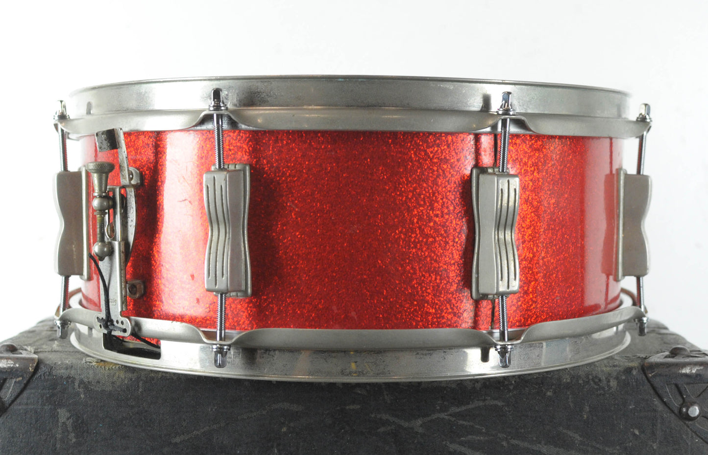 1960s Ludwig 5x14 Red Sparkle Jazz Festival Snare Drum