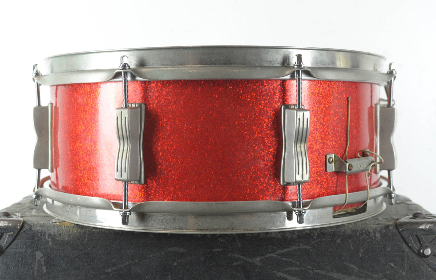 1960s Ludwig 5x14 Red Sparkle Jazz Festival Snare Drum