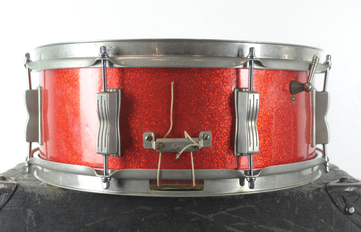 1960s Ludwig 5x14 Red Sparkle Jazz Festival Snare Drum