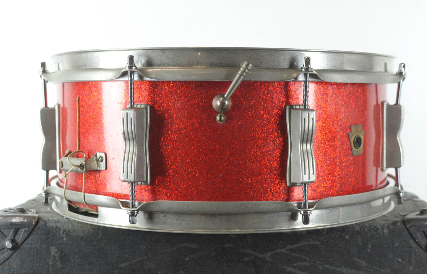 1960s Ludwig 5x14 Red Sparkle Jazz Festival Snare Drum
