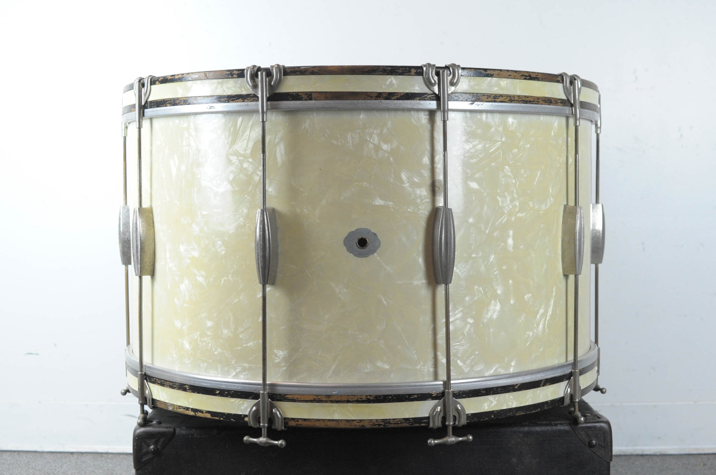 1940s Slingerland Radio King 14x26" White Marine Pearl Bass Drum