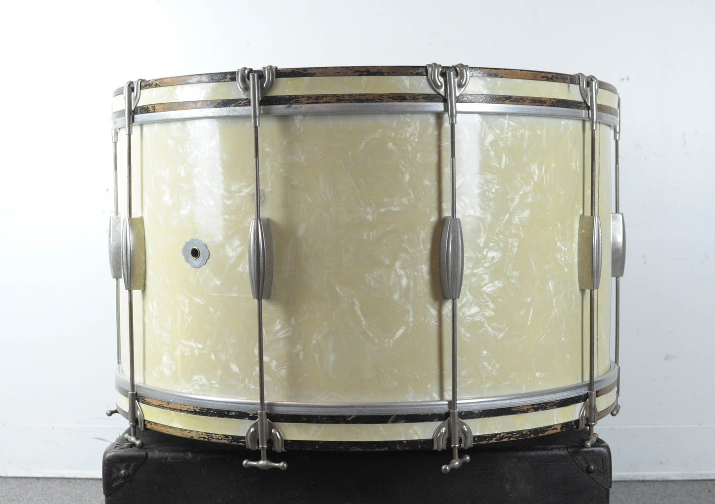 1940s Slingerland Radio King 14x26" White Marine Pearl Bass Drum