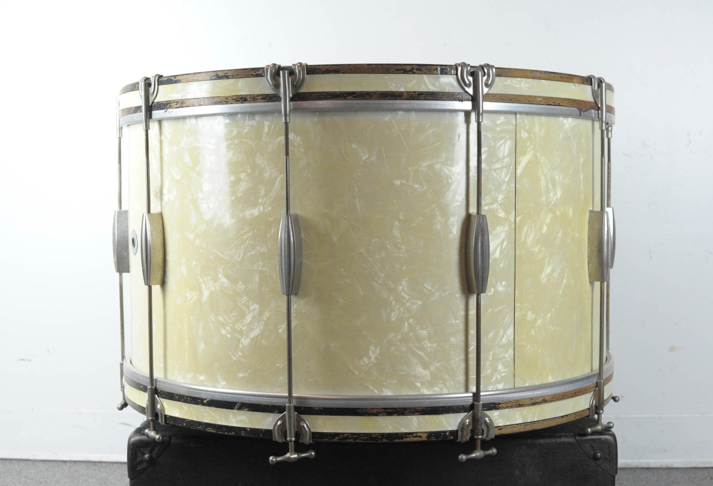1940s Slingerland Radio King 14x26" White Marine Pearl Bass Drum