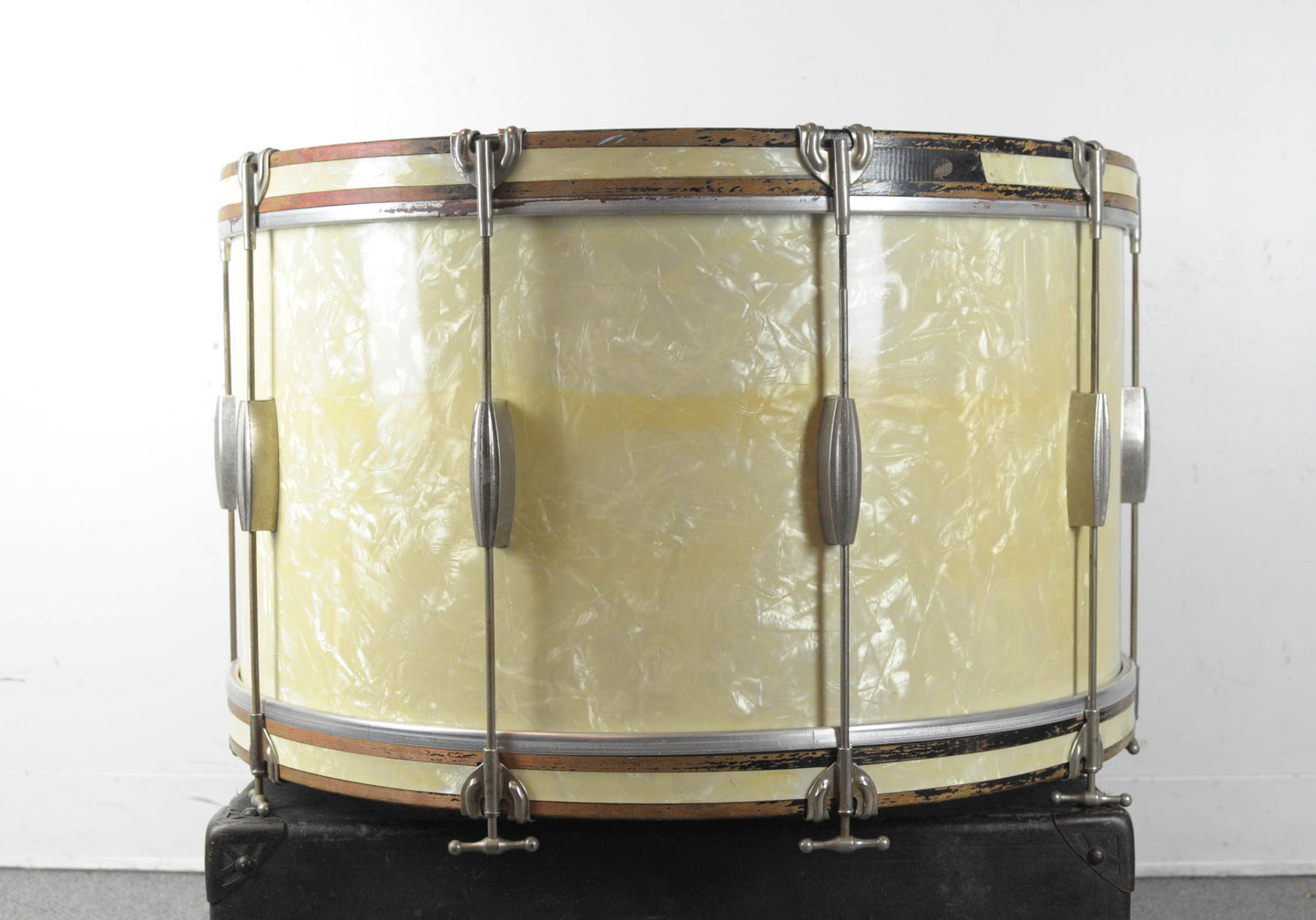 1940s Slingerland Radio King 14x26" White Marine Pearl Bass Drum