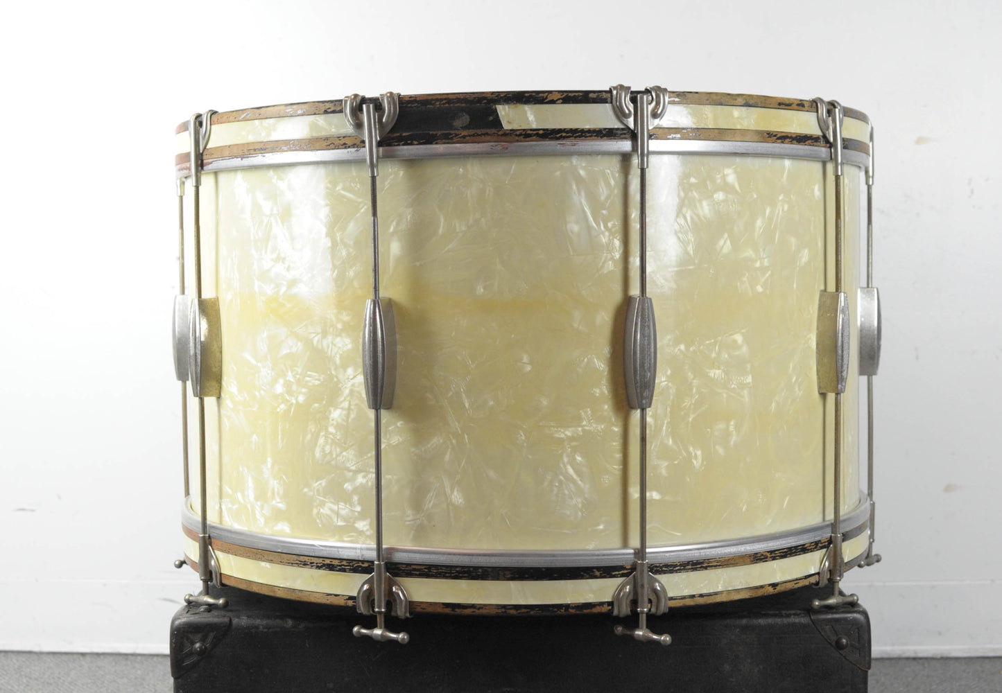 1940s Slingerland Radio King 14x26" White Marine Pearl Bass Drum