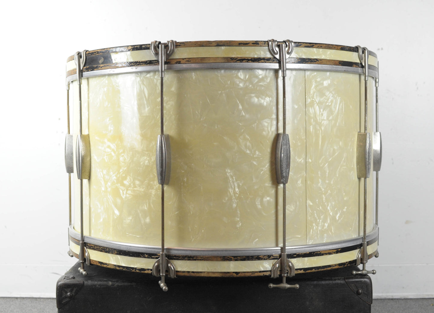 1940s Slingerland Radio King 14x26" White Marine Pearl Bass Drum