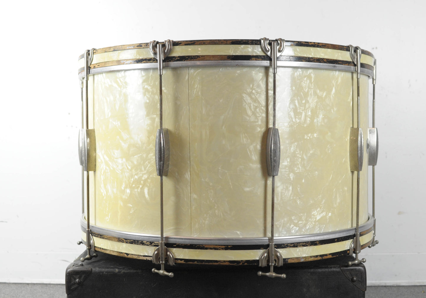 1940s Slingerland Radio King 14x26" White Marine Pearl Bass Drum
