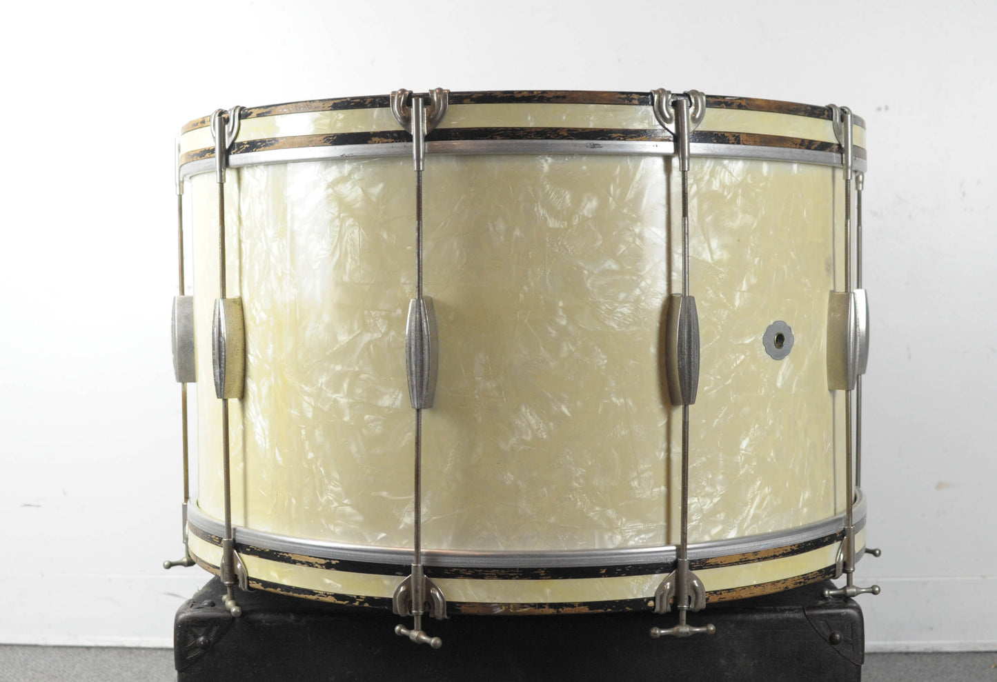1940s Slingerland Radio King 14x26" White Marine Pearl Bass Drum