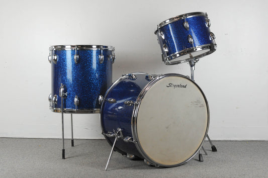 1965 Slingerland "Jet" Sparkling Blue Pearl Drum Set 14x18 8x12 and 14x14