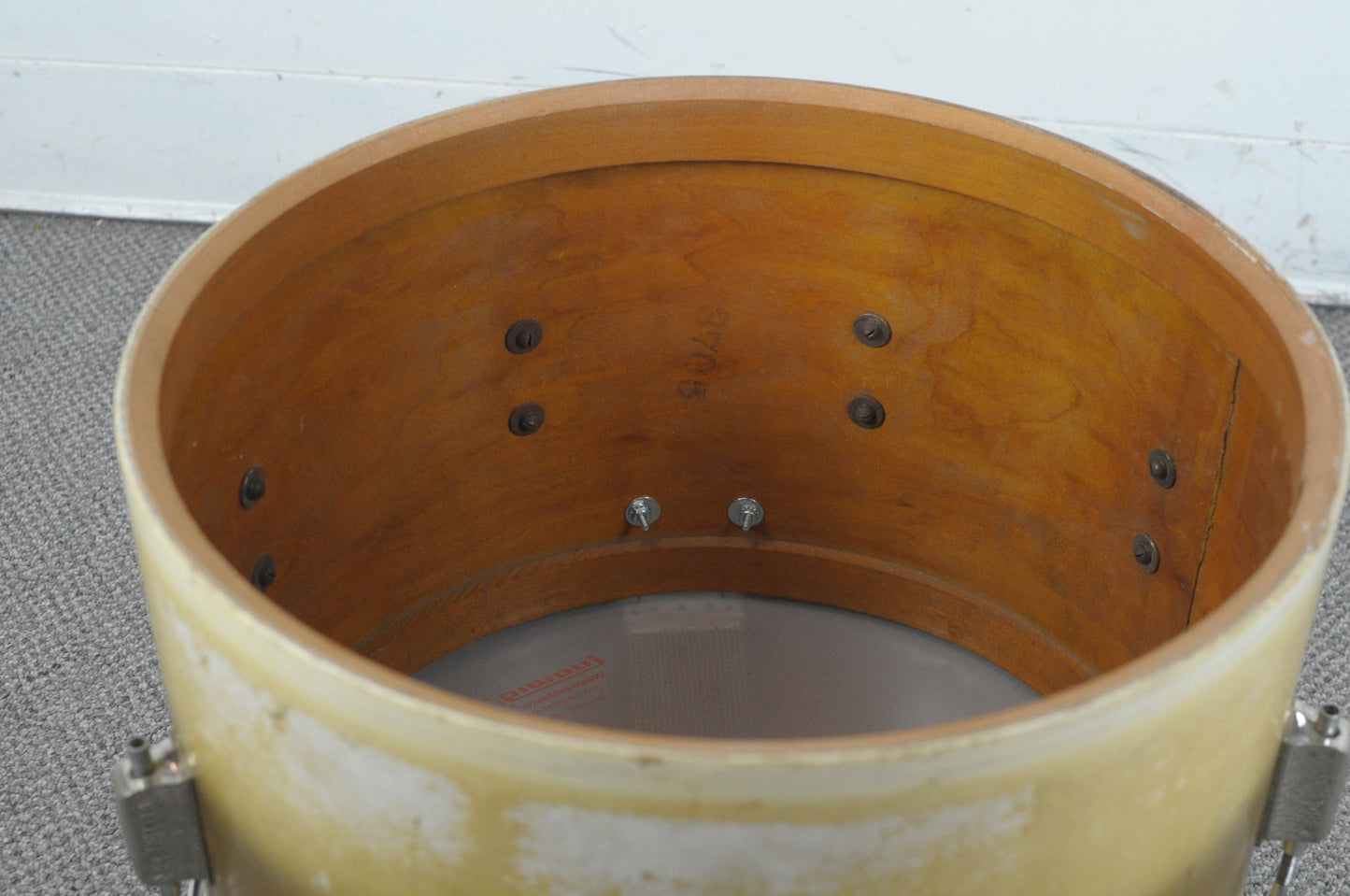 1930s Leedy 10x15 Gold & White Duco Parade Snare Drum