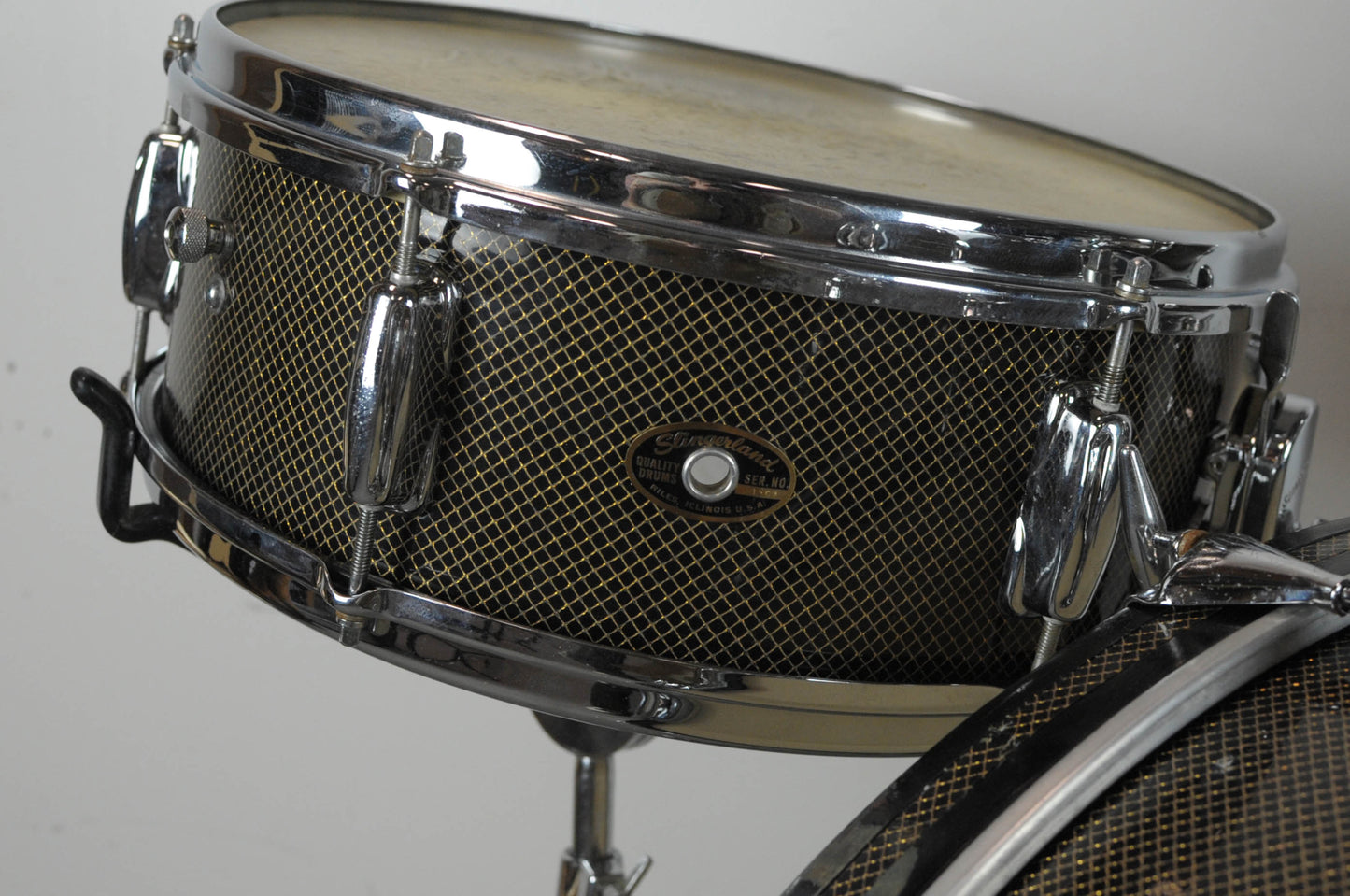 1962 Slingerland Gold Veiled Ebony Pearl Windsor 6N Drum Set