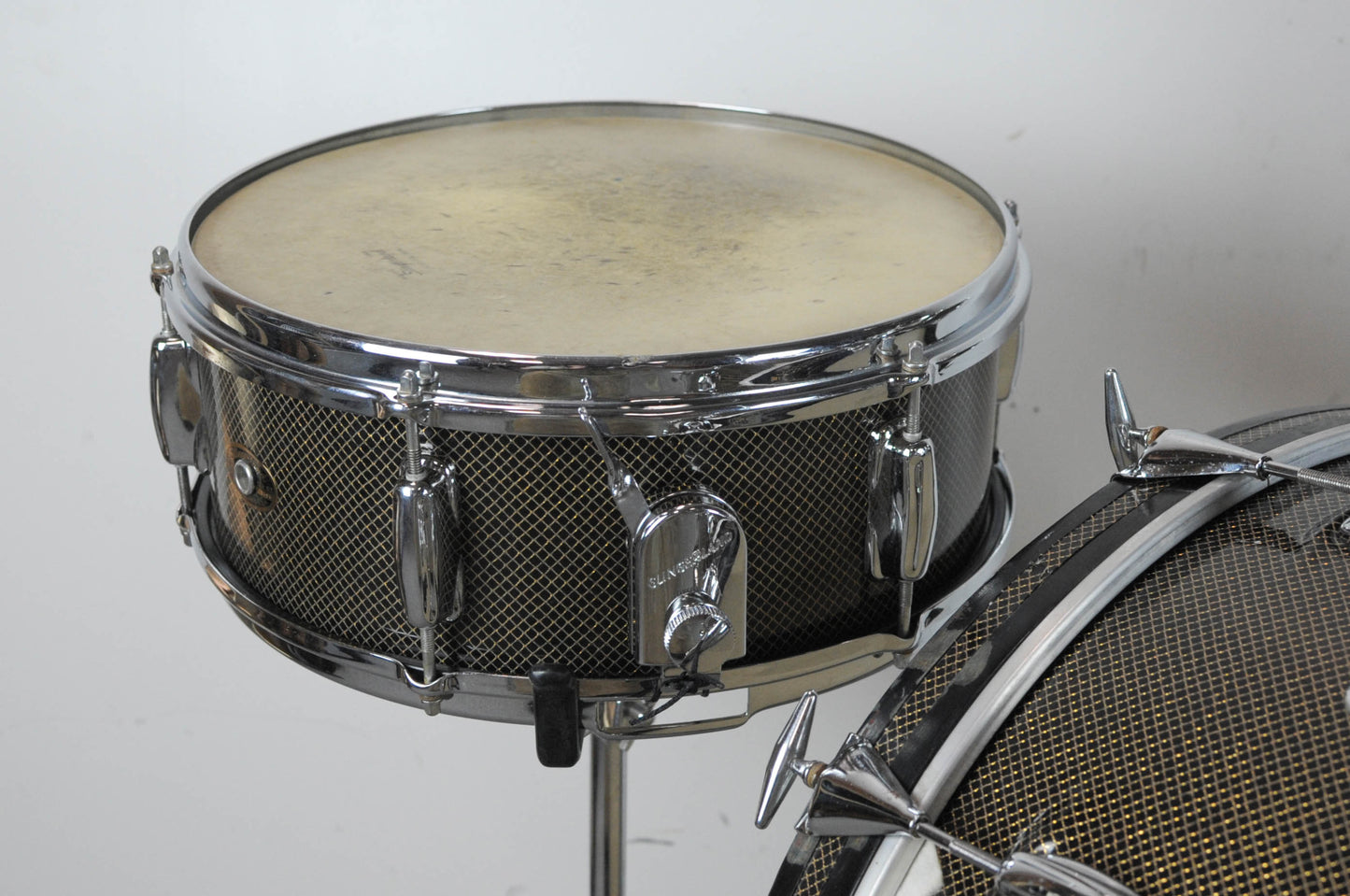 1962 Slingerland Gold Veiled Ebony Pearl Windsor 6N Drum Set