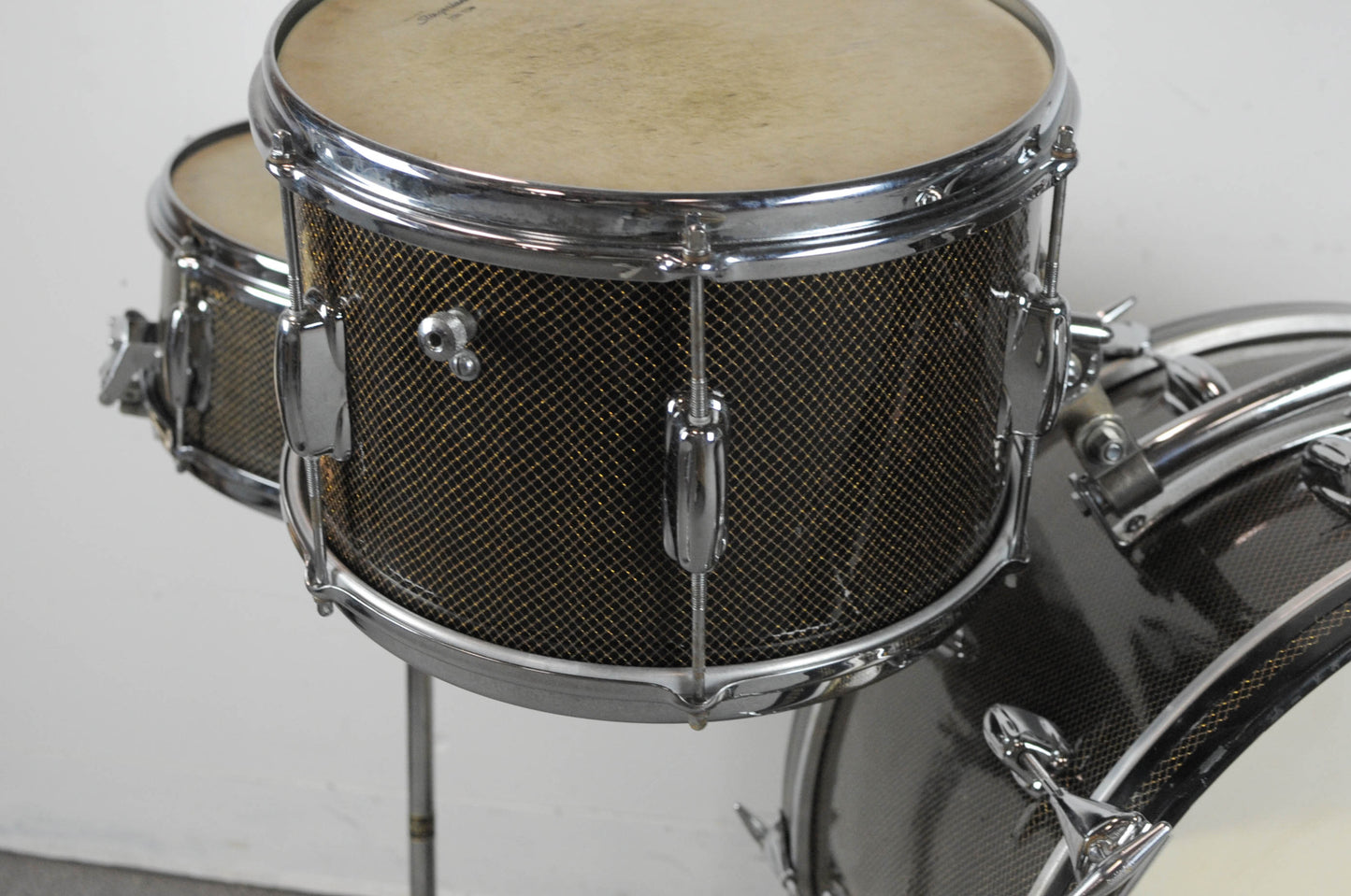 1962 Slingerland Gold Veiled Ebony Pearl Windsor 6N Drum Set