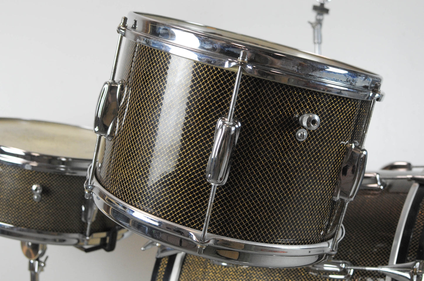1962 Slingerland Gold Veiled Ebony Pearl Windsor 6N Drum Set