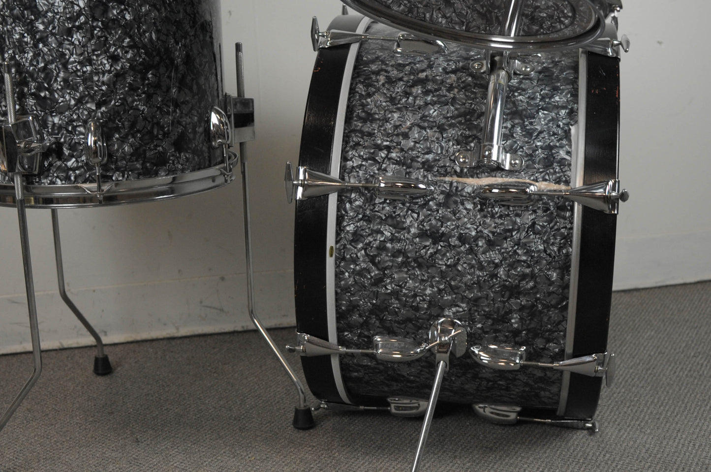 2000s Keller Black Diamond Pearl Drum Set