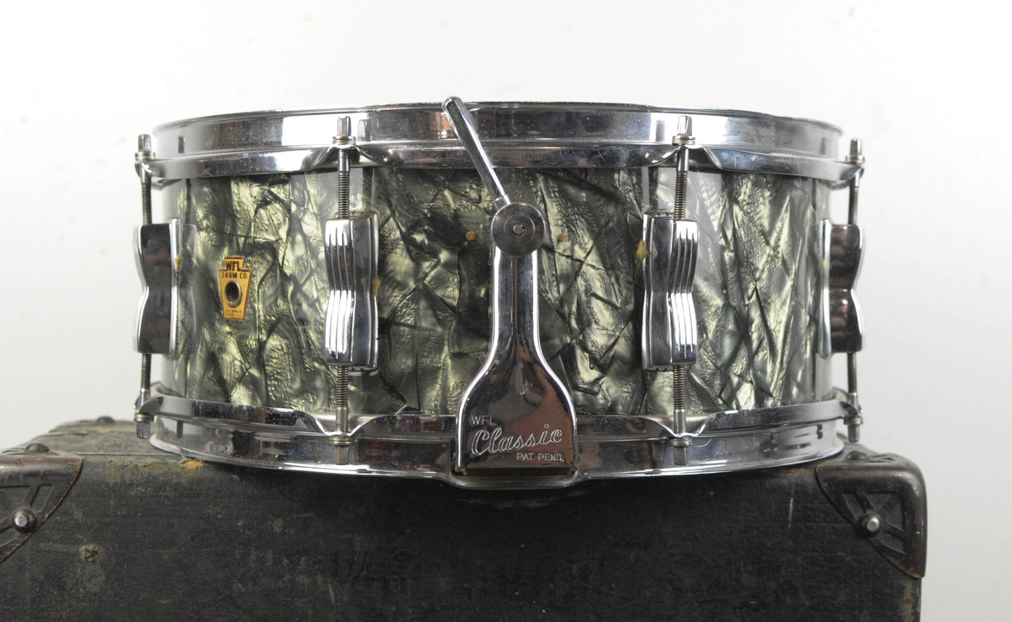 1950s WFL 5.5x14 Buddy Rich Super Classic Black Diamond Pearl Snare Drum