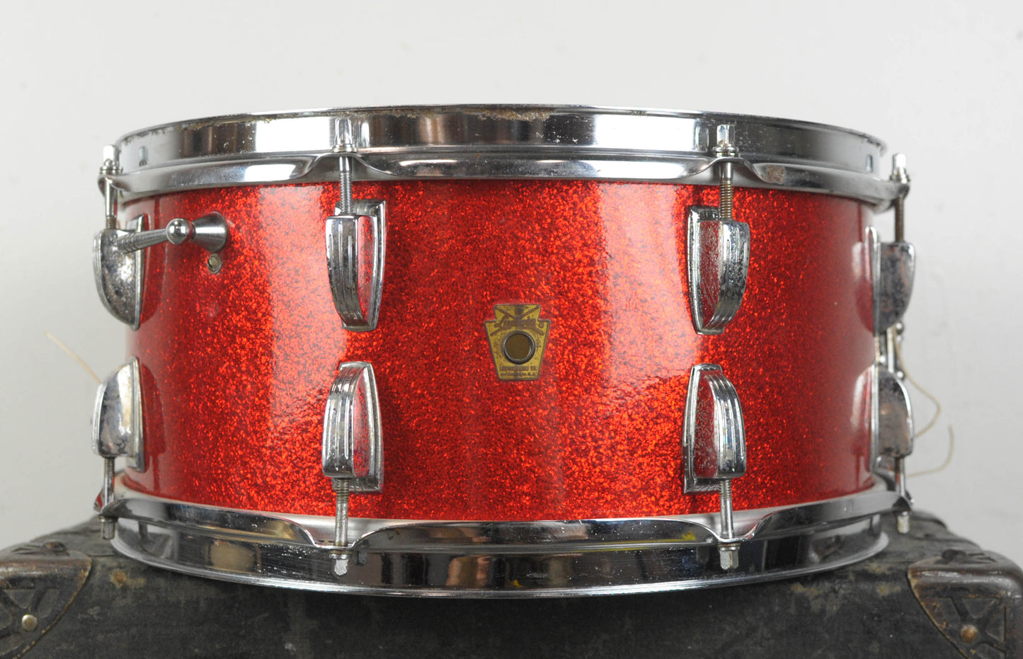 1960s Ludwig 6.5x14 Red Sparkle School Festival Snare Drum