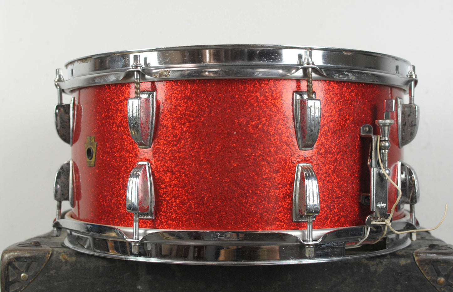 1960s Ludwig 6.5x14 Red Sparkle School Festival Snare Drum